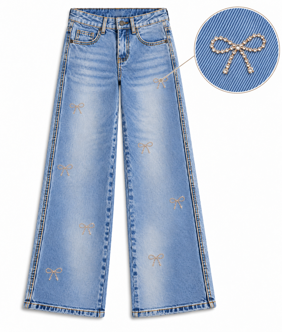 KatieJ NYC Tween Rhinestone Bows Chicago Jeans