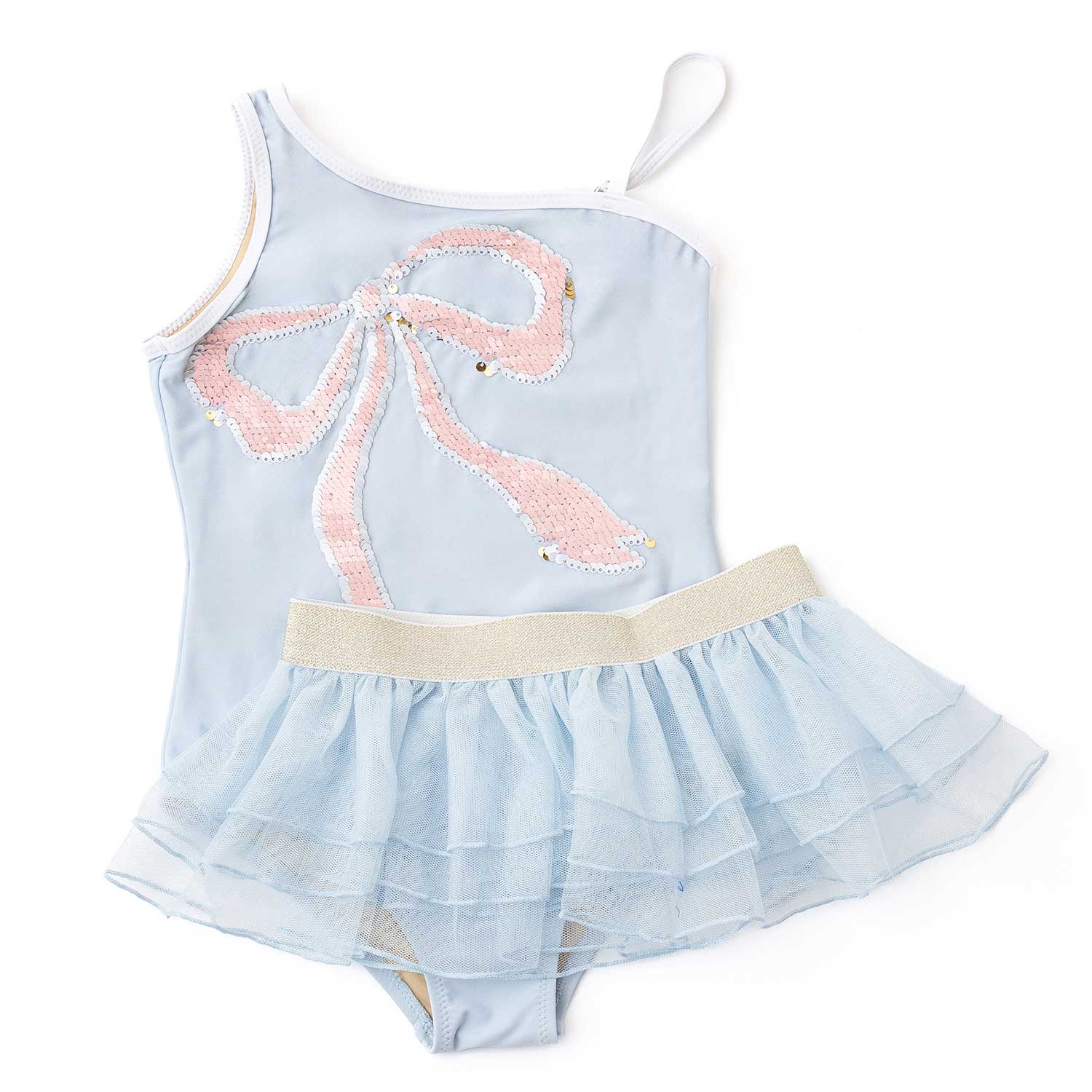 bikini princess grey top dress Shade Critters Girl's Blue Bow Girls Flip Sequin One Piece & Tutu Swim Set 3t-10 size_new_6
