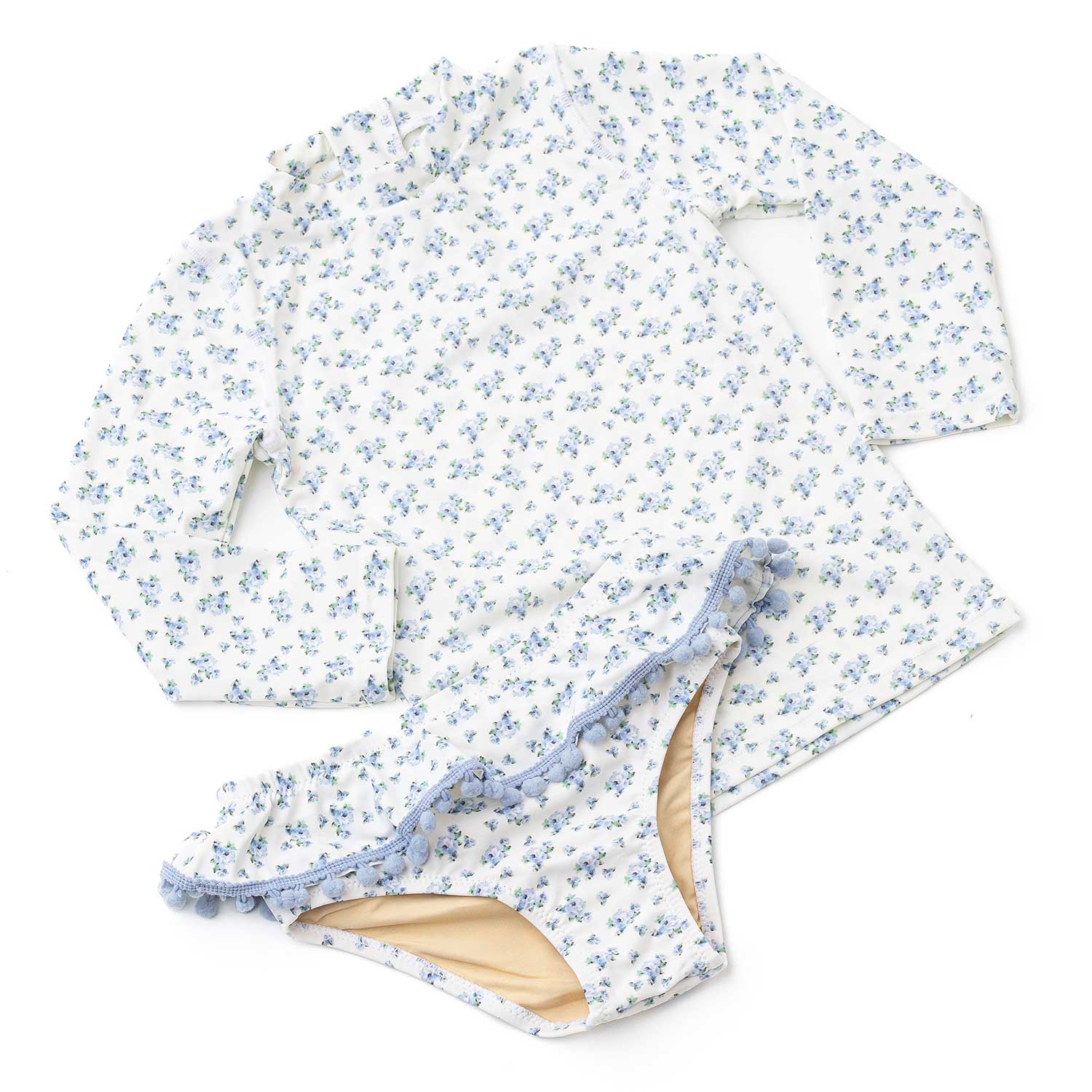 Shade Critters Cottage Floral Blue Girls Rashguard Swim Set