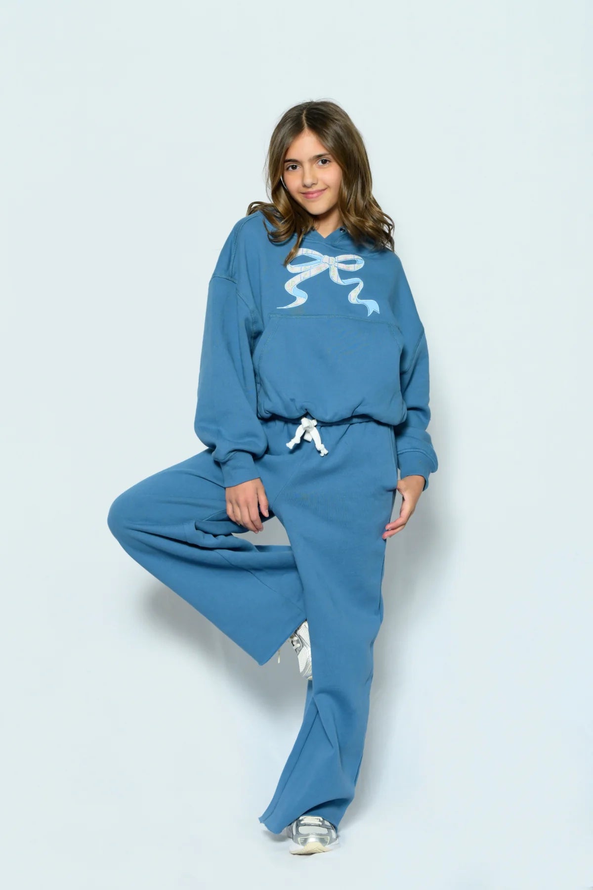 KatieJ NYC Ryan Bubble Hoodie- Denim Blue/Vintage Bunches