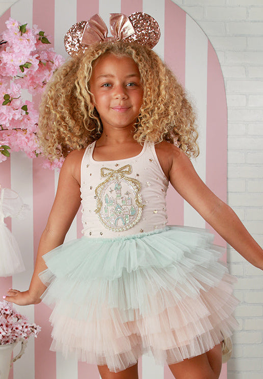 girls disney inspired castle dress