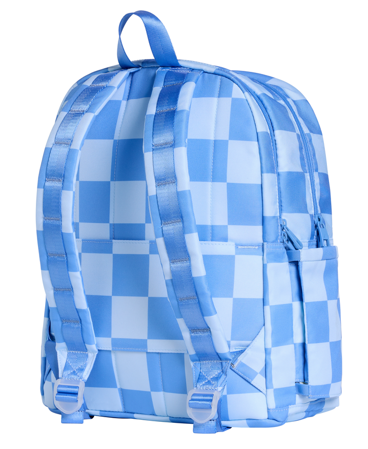 Back view of the STATE Bags Kane Double Pocket Backpack with padded adjustable shoulder straps designed for comfortable everyday wear.