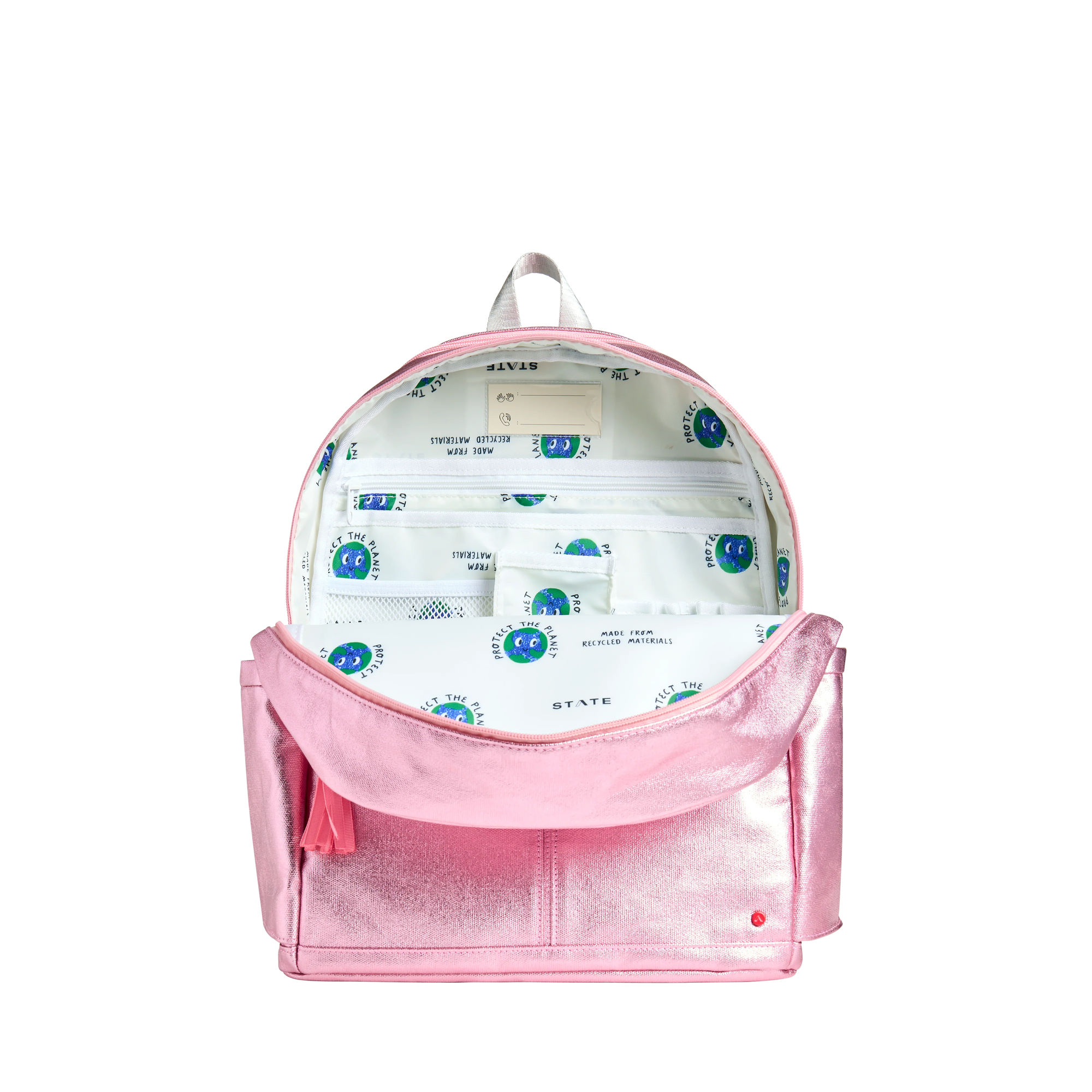 Mochila de 16" con dos bolsillos para niños Kane de State Bags - Lila metalizado