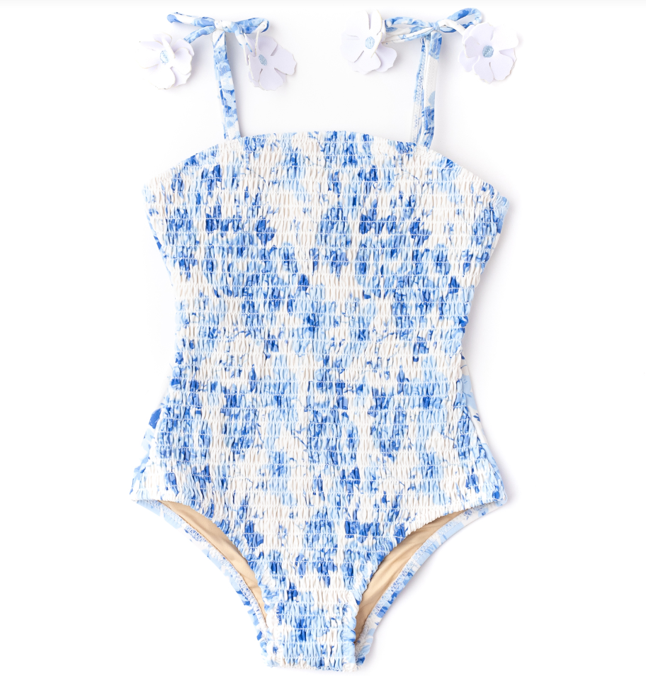 Shade Critters Blue Hibiscus Rose 1pc Swimsuit