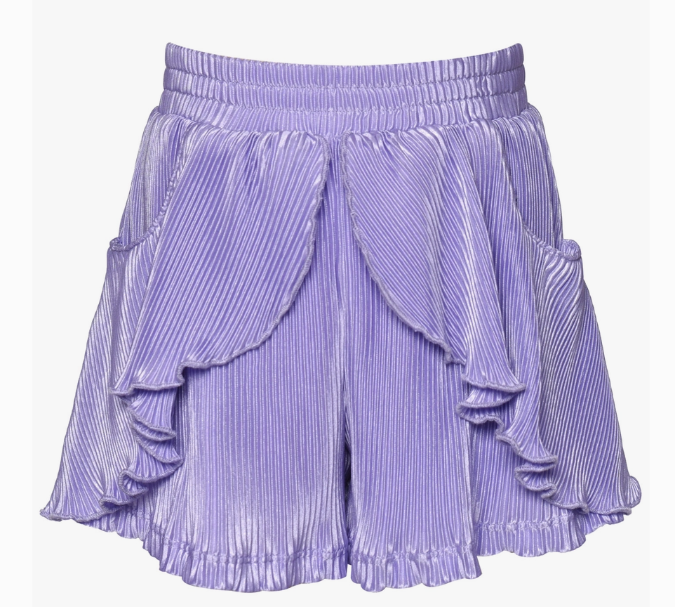 Baby Sara Pleated Tulip Ruffle Shorts- Purple