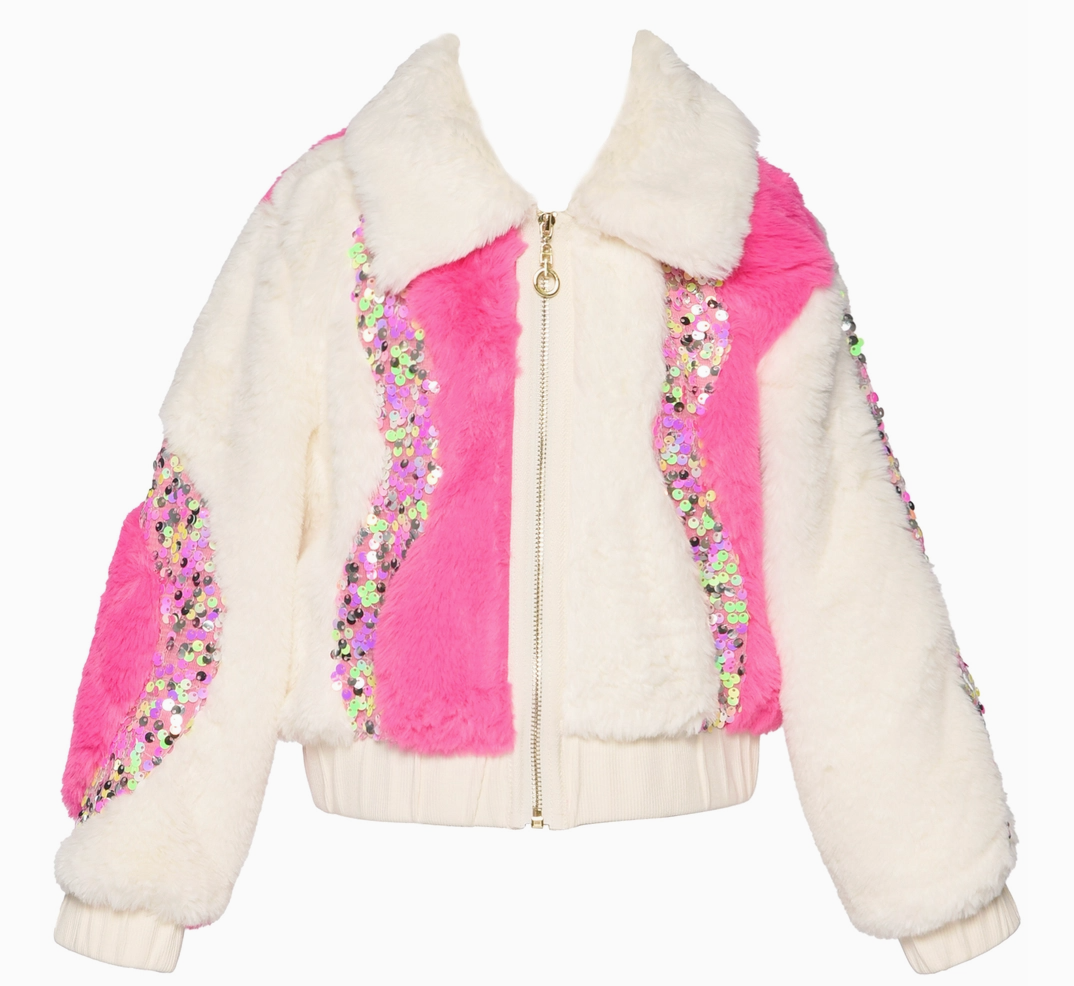 Baby Sara / Hanna Banana Faux Fur &amp; Sequin Bomber Jacket