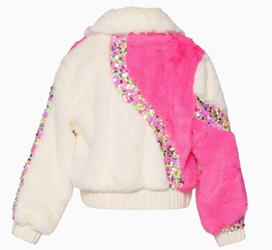 Baby Sara / Hanna Banana Faux Fur &amp; Sequin Bomber Jacket