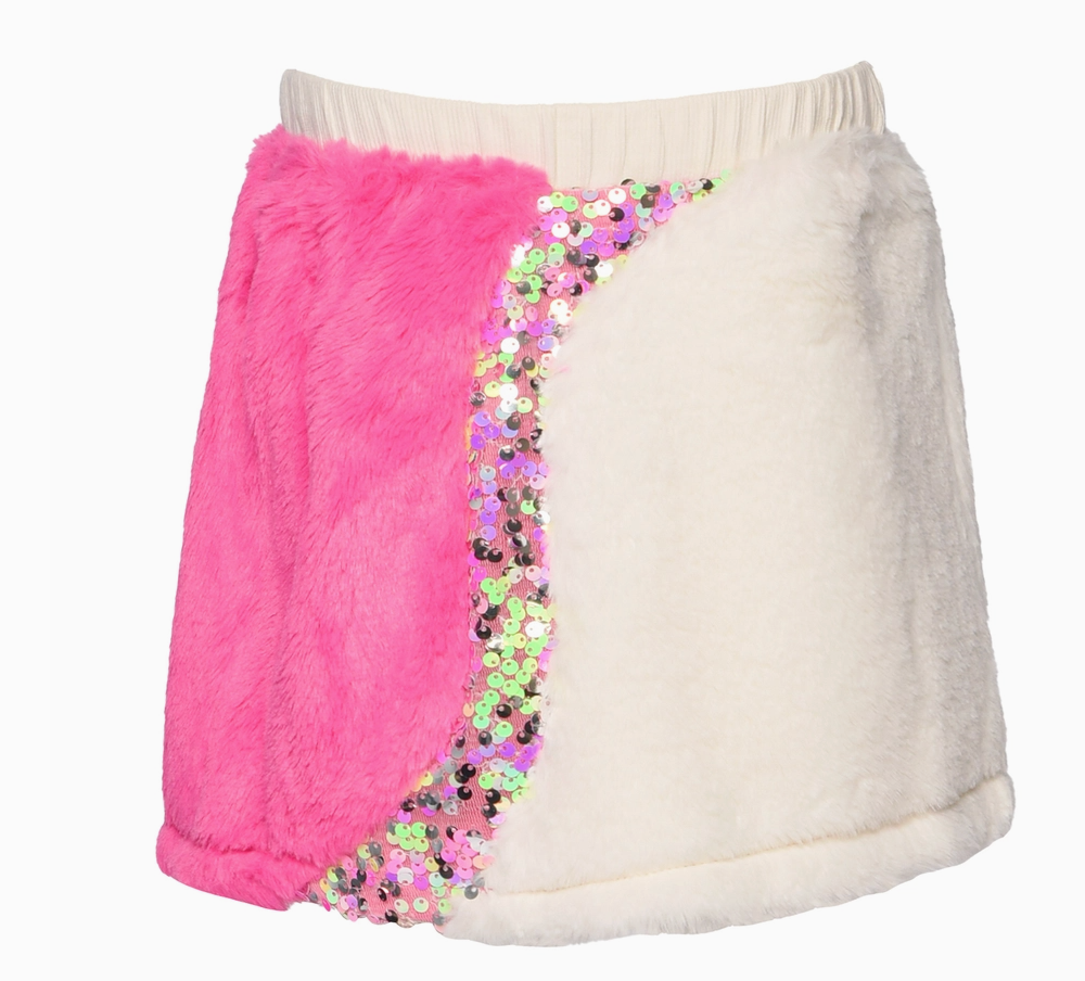 Baby Sara / Hanna Banana Faux Fur &amp; Sequin Skirt