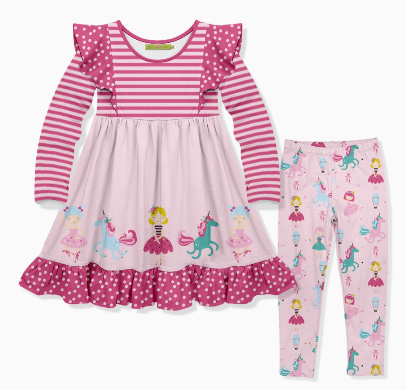 Pink Ballerinas & Unicorns Dress and Legging Set * Preorder *