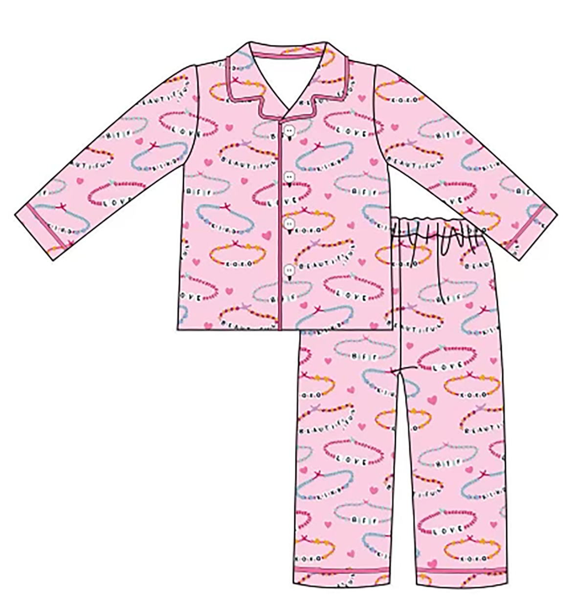 Tweenstyle Loungewear Bamboo 2pc Set -  Friendship Bracelet Print* 4-6X * Preorder