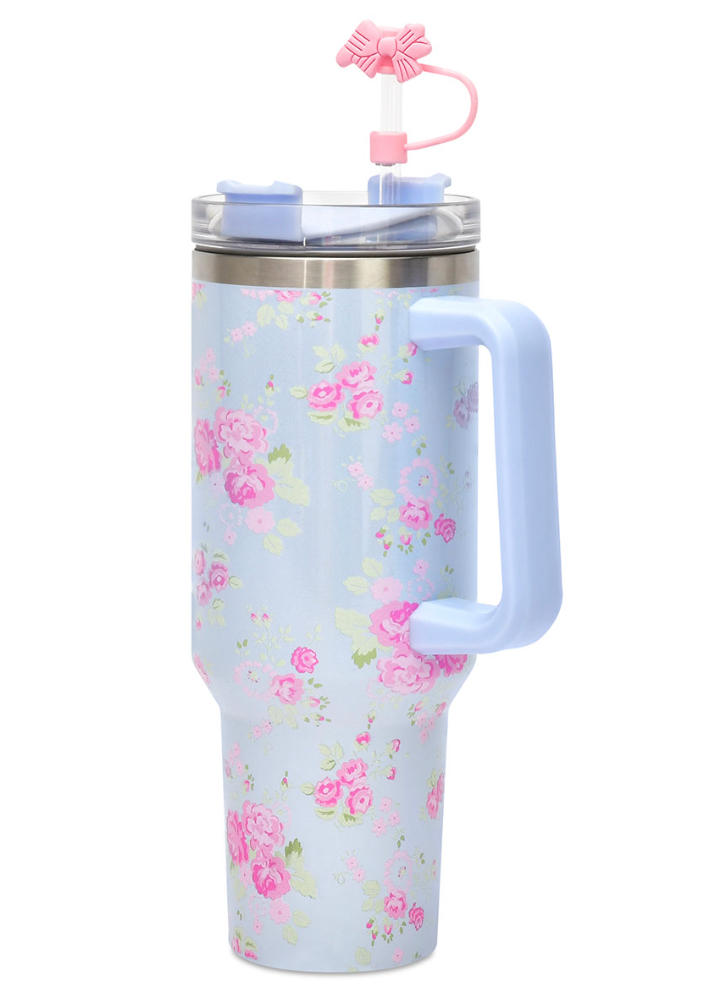 Iscream 40 oz Ditsy Floral Travel Cup w/ Bow Straw