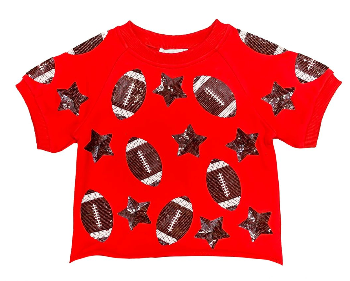 Belle Cher Sequin Red & Black Football 2pc Game Day Set