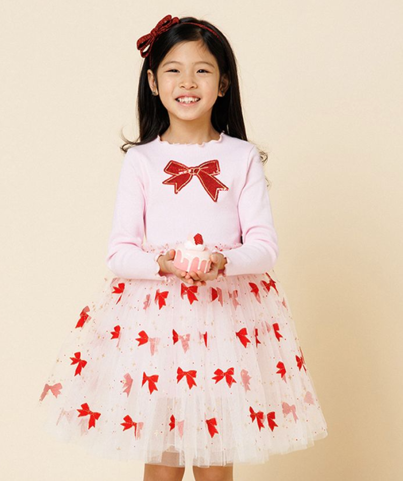 Petite Hailey Evelyn Bow Tutu Dress - Pink