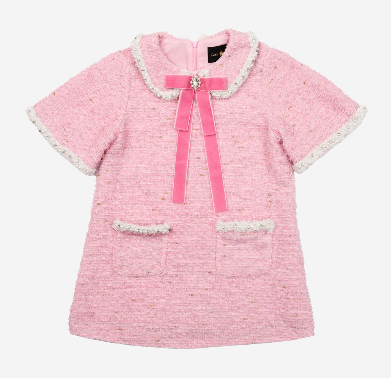 Petite Hailey Chloe Tweed Dress- Pink