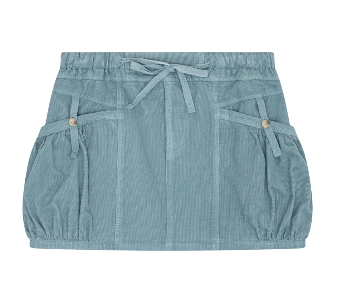 Tenly Tween Corduroy Cargo Skirt - Seafoam