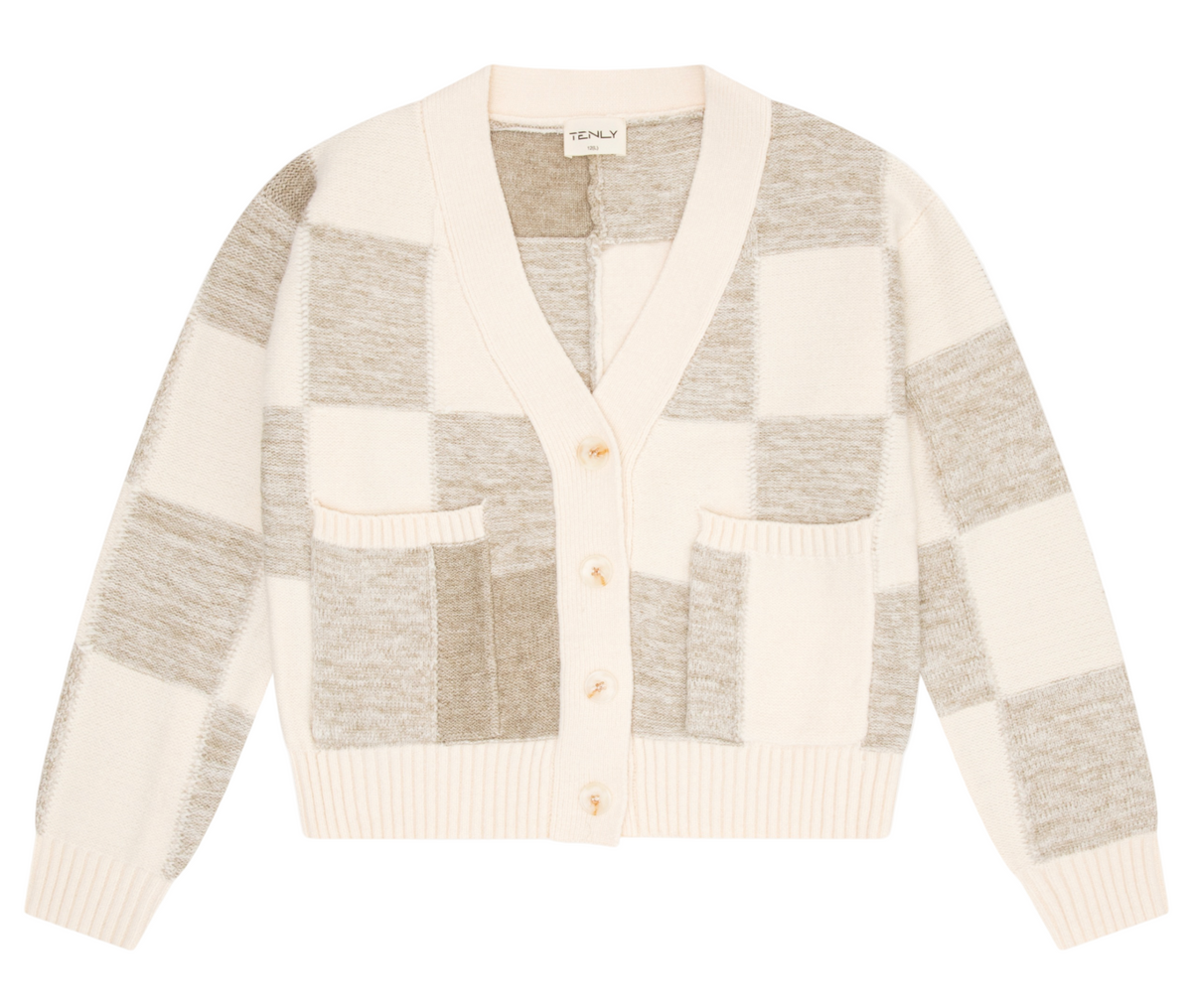 Tenly Tween Checkered Pocket Cardigan