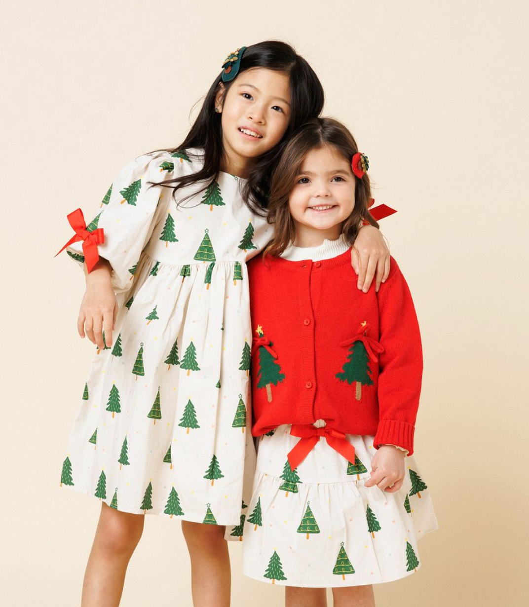 Petite Hailey Holiday Trees Knit Cardigan