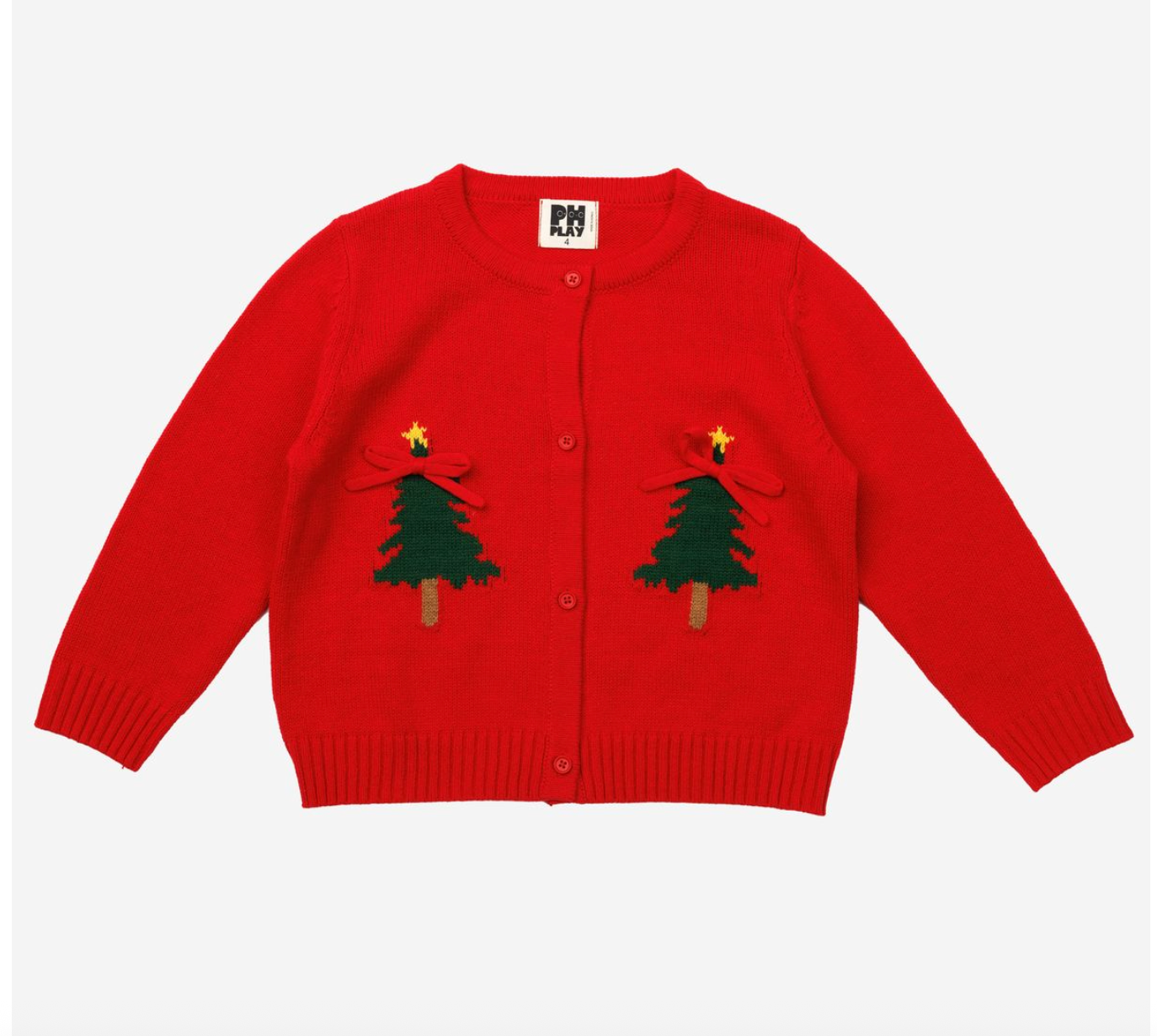 Petite Hailey Holiday Trees Knit Cardigan