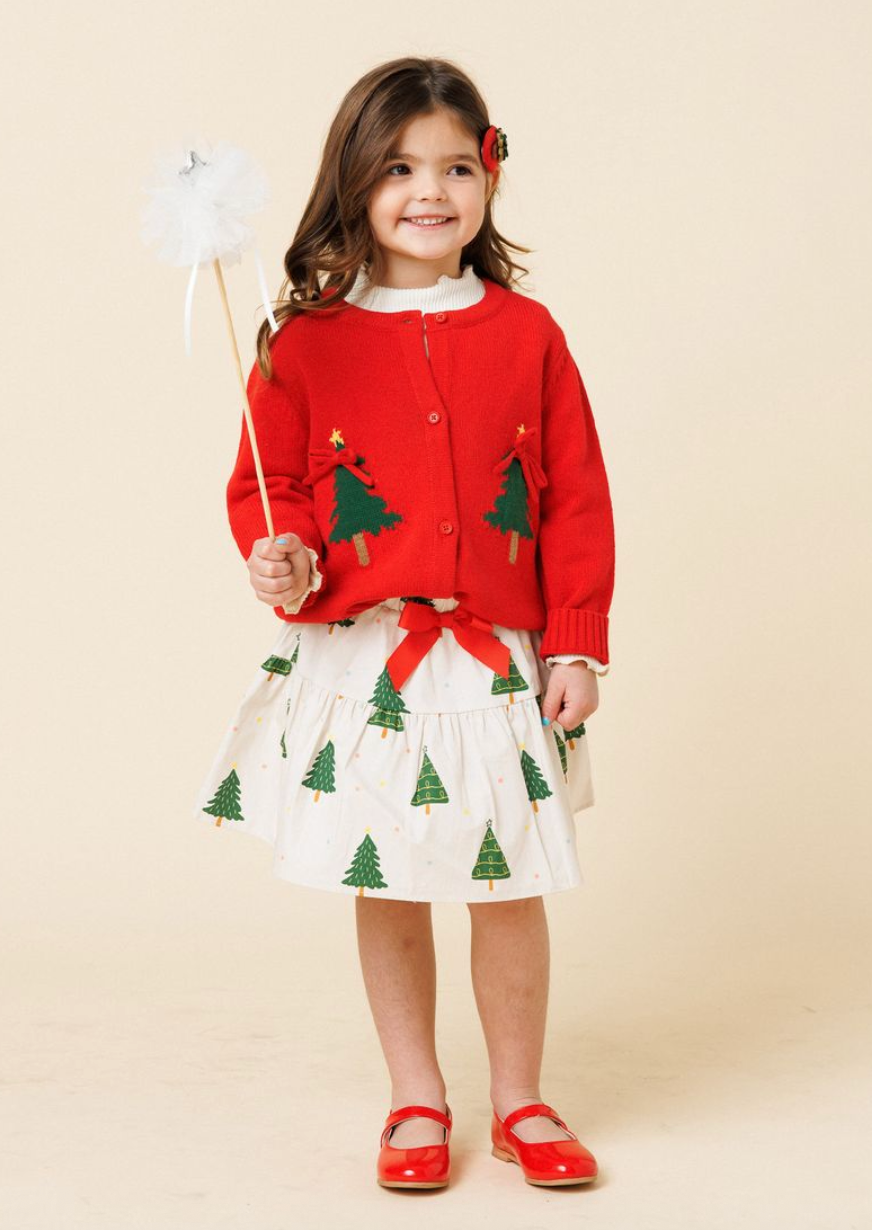 Petite Hailey Holiday Tree Printed Skirt