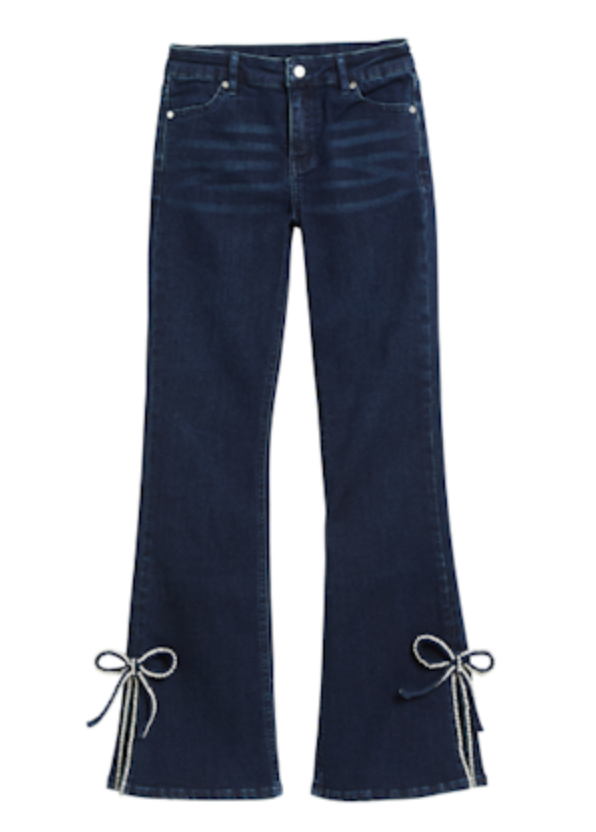 Tractr Rhinestone Bow Flare Jeans