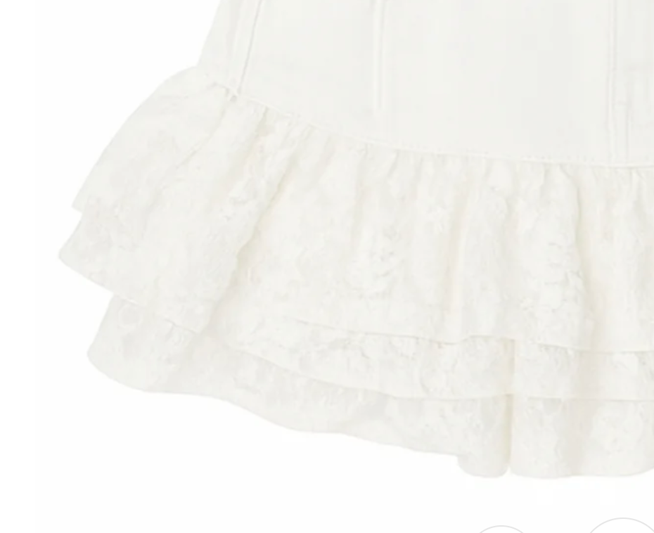 KatieJ NYC Tween Malaga Skirt - White Denim + Lace