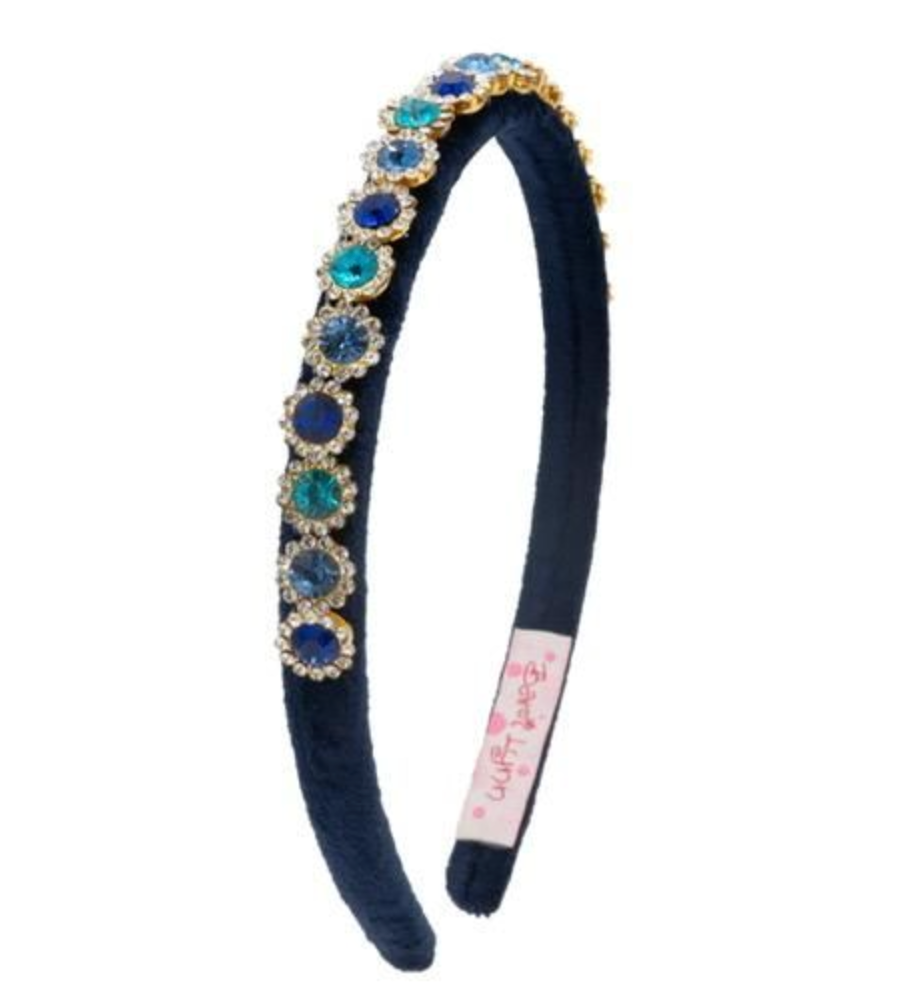 Bari Lynn Navy Velvet Jewled Headband