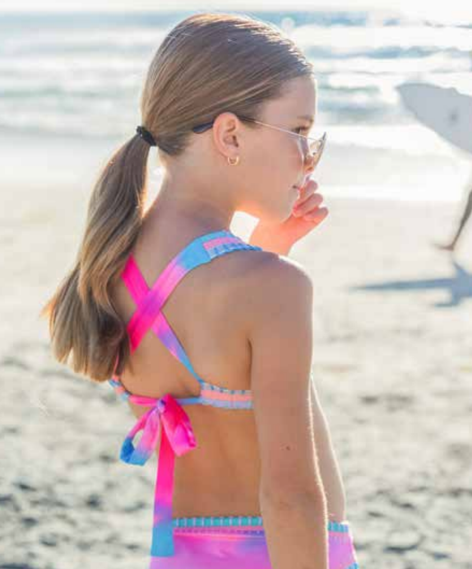 PQ Kids Sadie Rainbow Embroidered 2pc Swimsuit