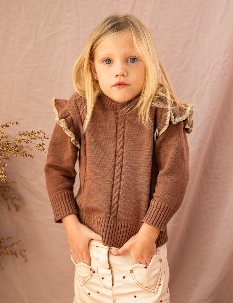 Pearson &amp; Pearson Frill Sweater- Fawn