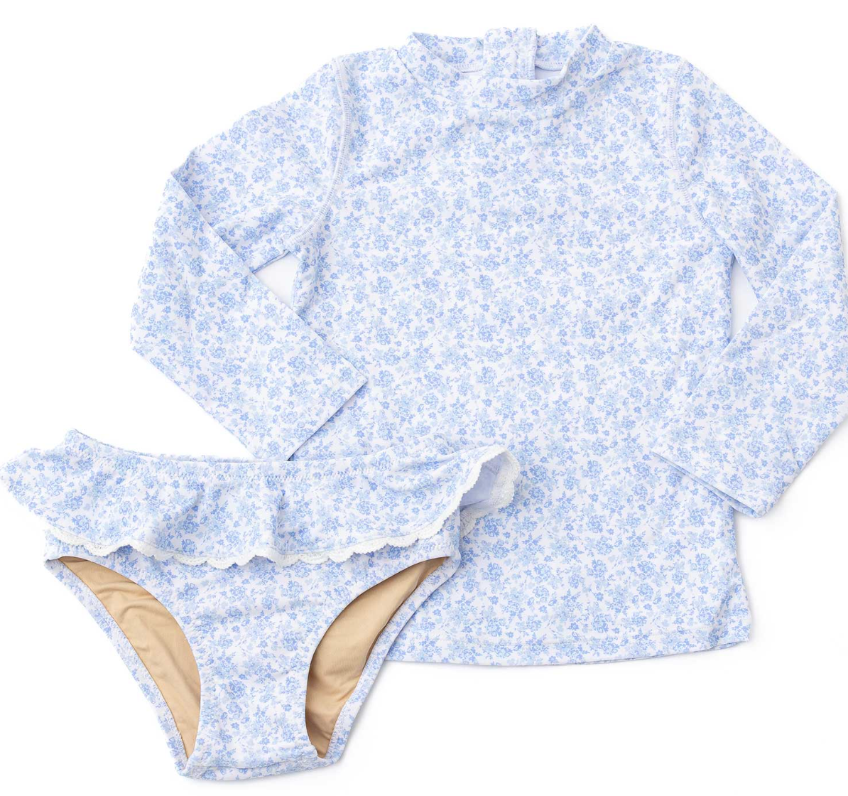 Shade Critters Coastal Gardens Girls 2pc Rashguard Swim Set