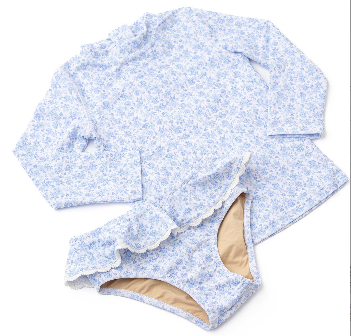 Shade Critters Coastal Gardens Girls 2pc Rashguard Swim Set