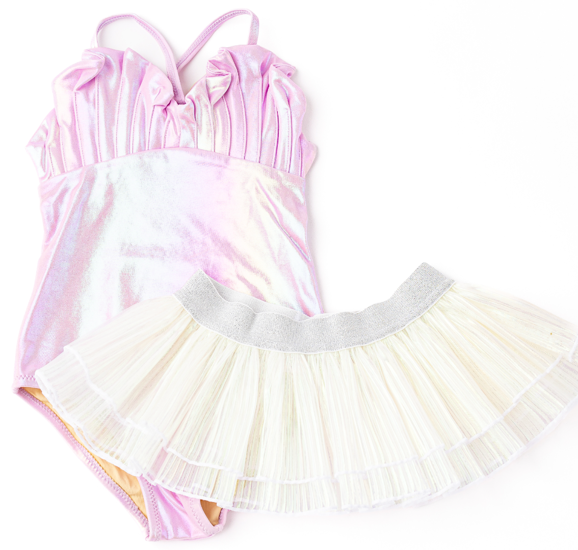 Shade Critters Lilac Metallic Shell One Piece & Tutu Swim Set