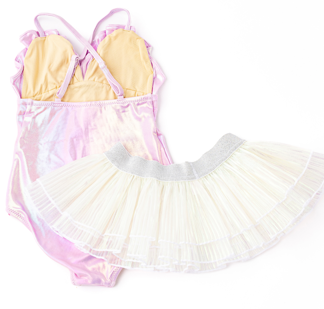 Shade Critters Lilac Metallic Shell One Piece & Tutu Swim Set