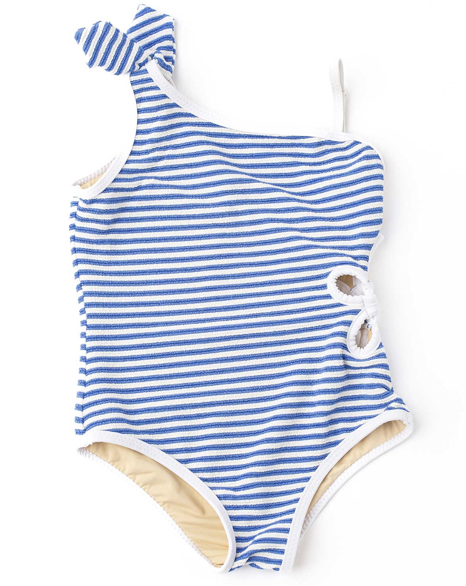 Shade Critters Cobalt Stripe Ribbed Daisy Cut Out One Piece Swimsuit
