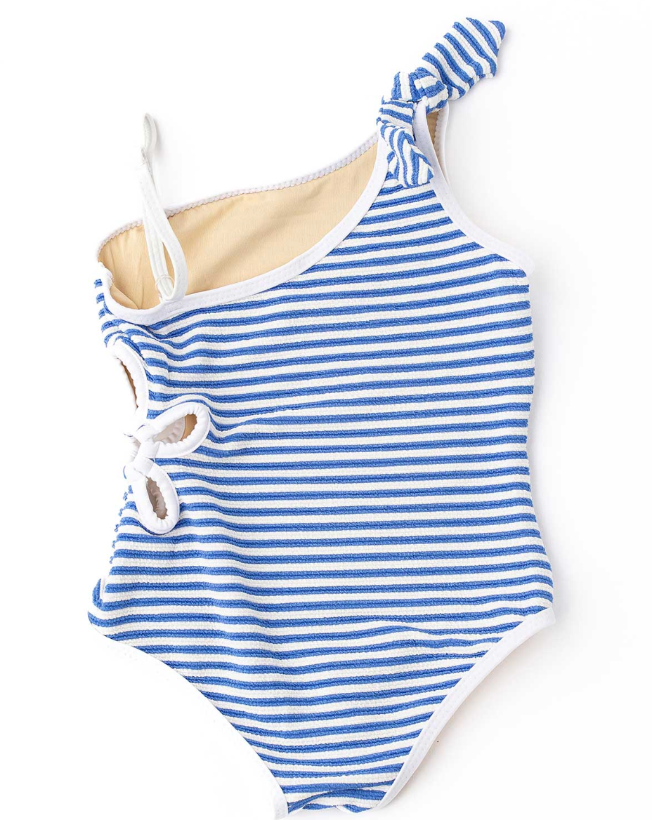 Shade Critters Cobalt Stripe Ribbed Daisy Cut Out One Piece Swimsuit