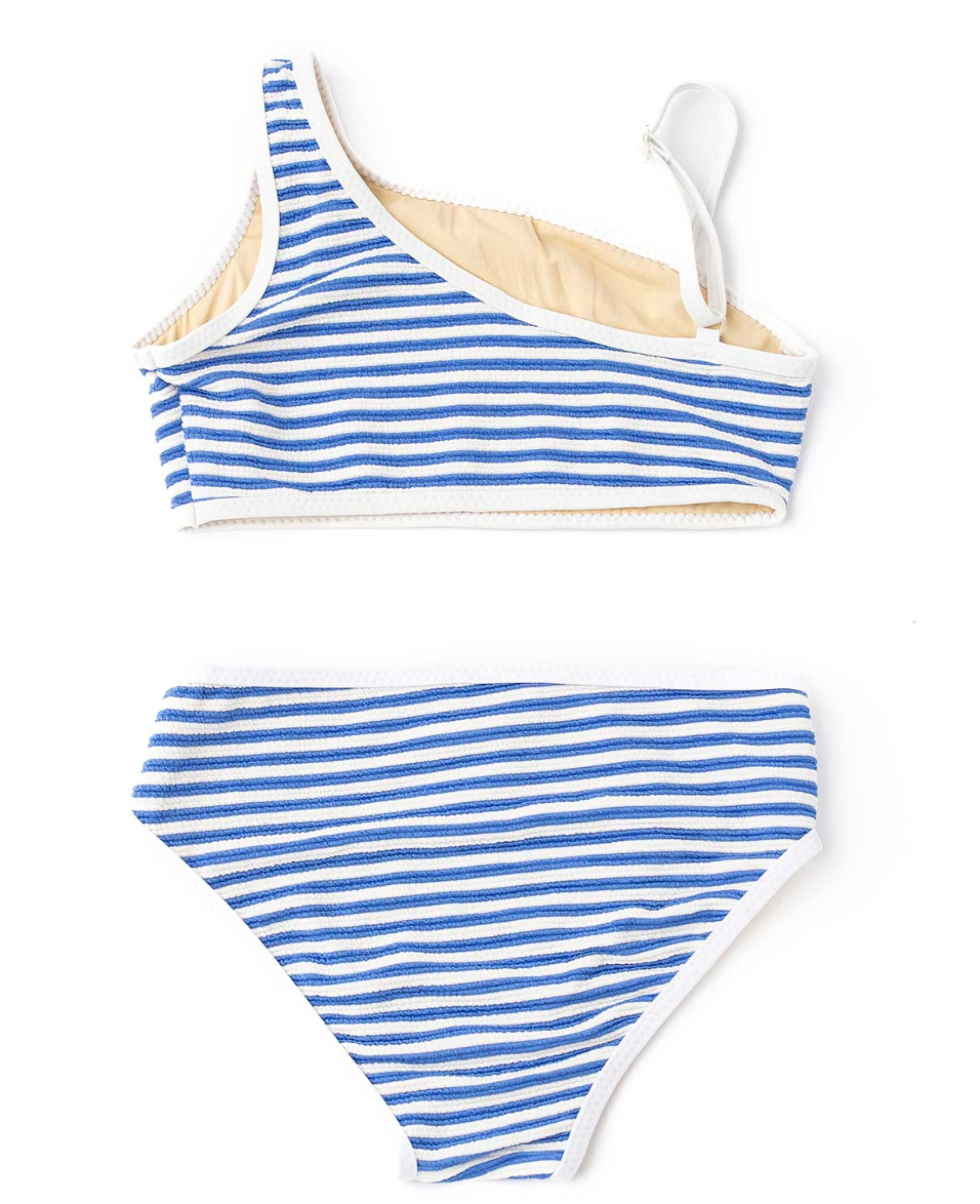Shade Critters Cobalt Stripe Ribbed One Shoulder Tween 2pc Swim Set
