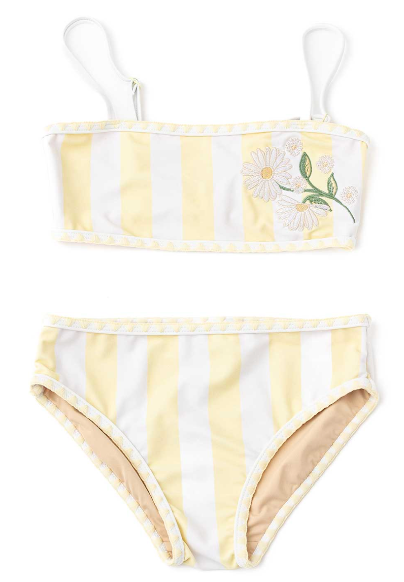 Shade Critters Embroidered Daisy Butter Stripe Two Piece Swimsuit