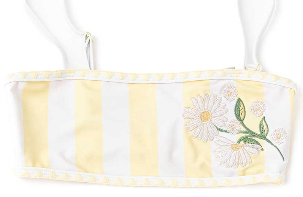 Shade Critters Embroidered Daisy Butter Stripe Two Piece Swimsuit