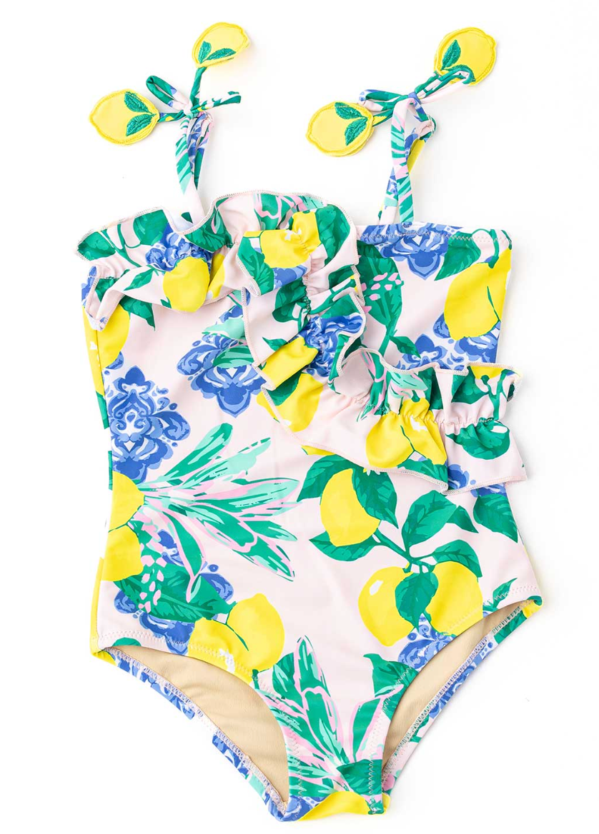 Shade Critters Santorini Citrus Ruffled One Piece Swimsuit