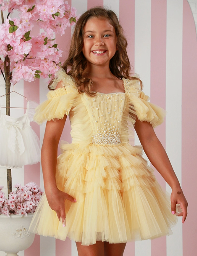 Ooh! La, La! Couture Zoe Tutu Dress W/ Bow - Sunshine
