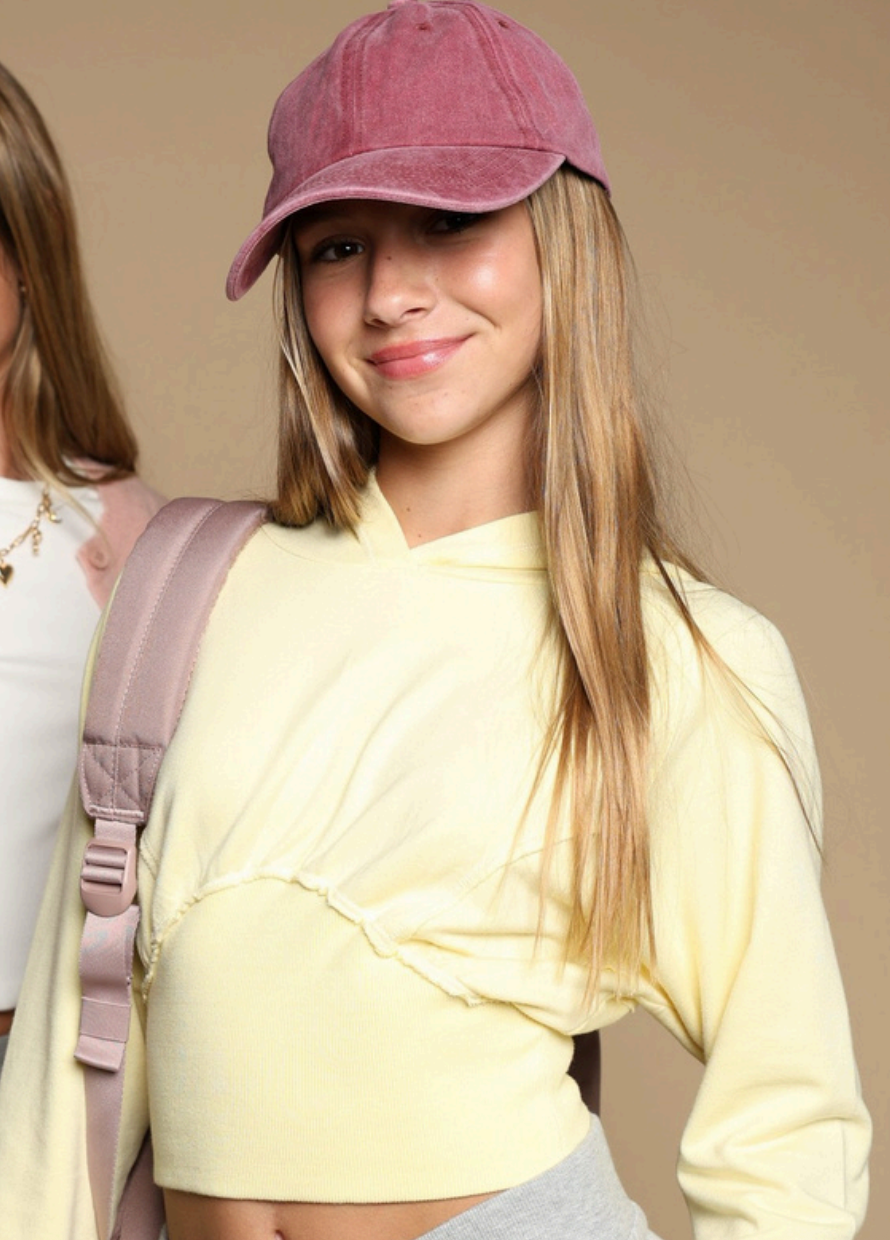 Tenly Tween French Terry Dolman Hoodie - Lemon Drop