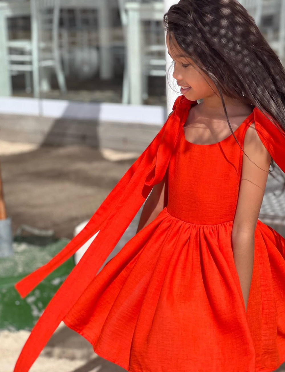 House Of Swan Val Dress- Caribbean Red