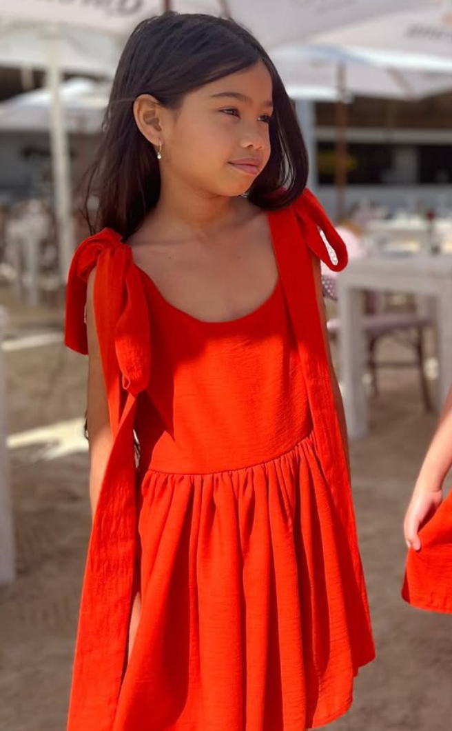 House Of Swan Val Dress- Caribbean Red