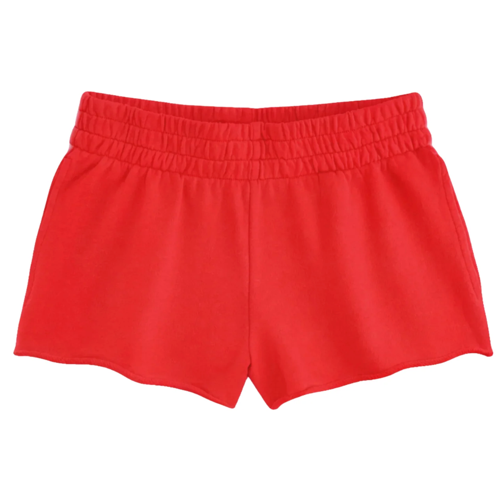 KatieJ Tristan short cherry red tween cotton shorts with elastic waistband