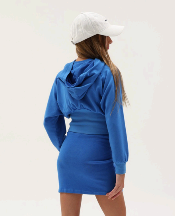 Tenly Tween Ribbed Mini Skirt- Bali Blue