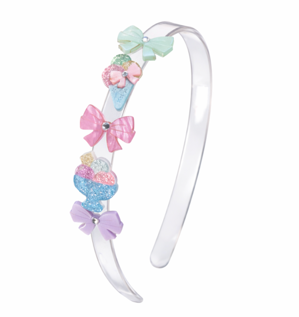 Diadema con corazones perlados, rojos y rosados, lirios y rosas
