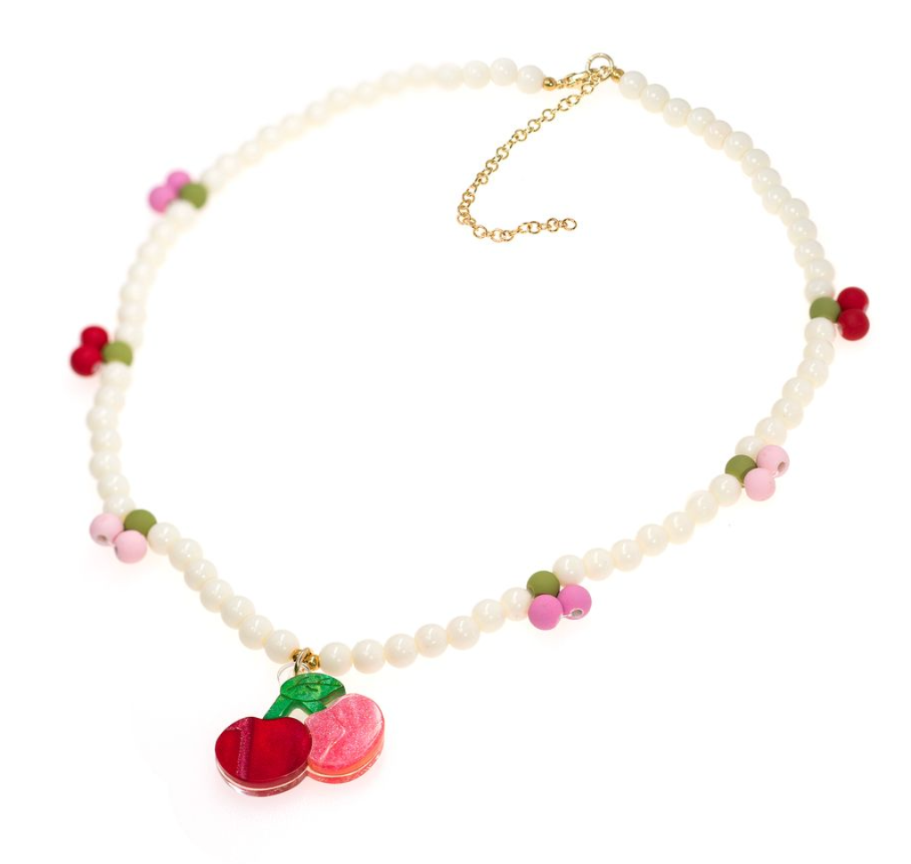 Lilies & Roses Cherry Pink & Red Pearl Necklace