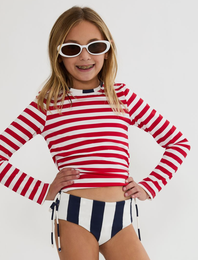 Traje de baño de 2 piezas Little Eva &amp; Emmy para niños de Beach Riot: bloques de color High Tide