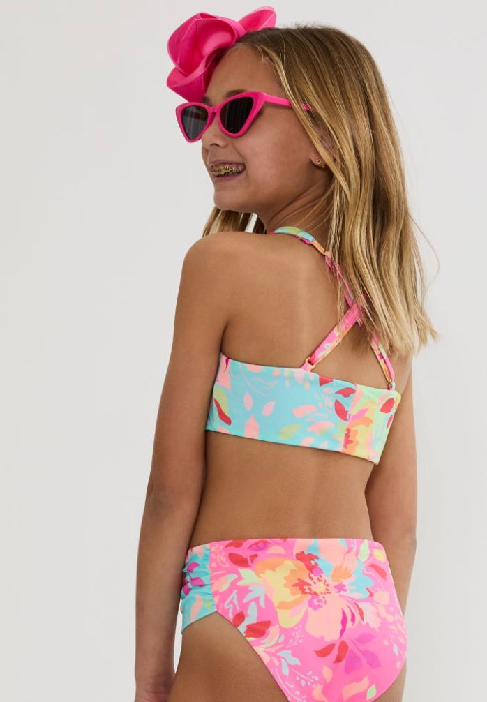 modest tween girls swimsuit in a tropical print by beach riot kids 