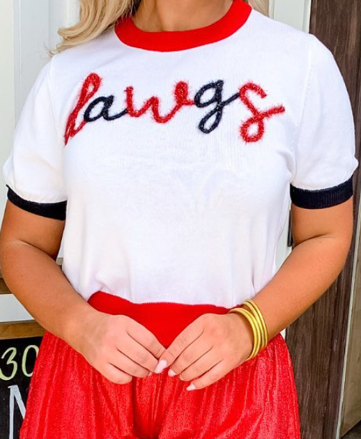 Queen Of Sparkles Kids Glitter Script Sweater  "Dawgs "