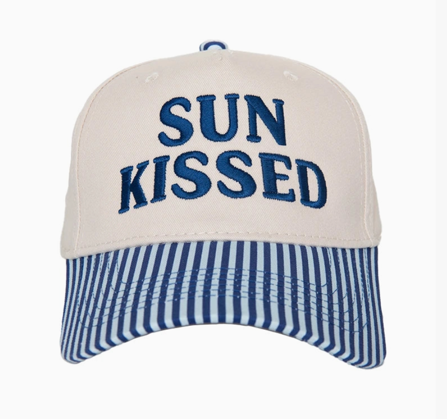 Sunkissed Two-Toned Tween Trucker Hat-Navy Stripe
